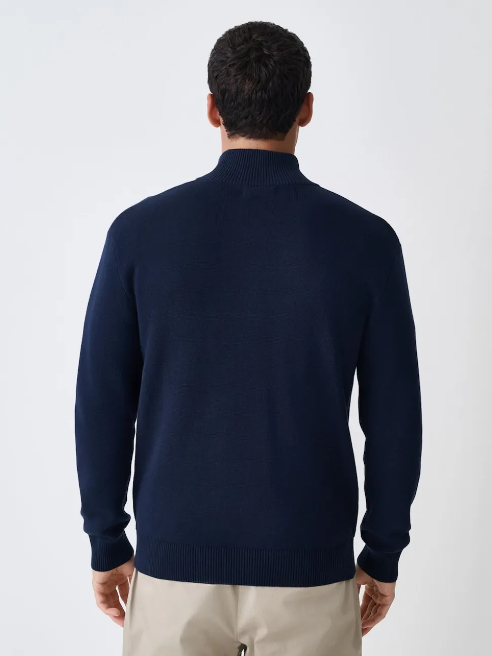 Navy Blue N.Premium Regular Fit 100% Cotton Premium Zip-Through Cardigan