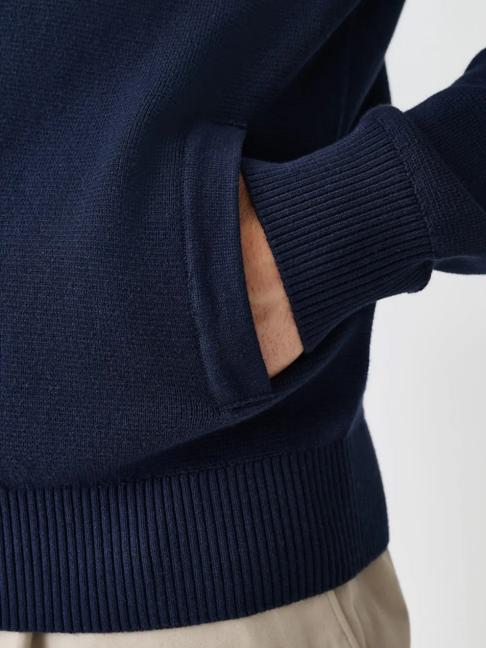 Navy Blue N.Premium Regular Fit 100% Cotton Premium Zip-Through Cardigan