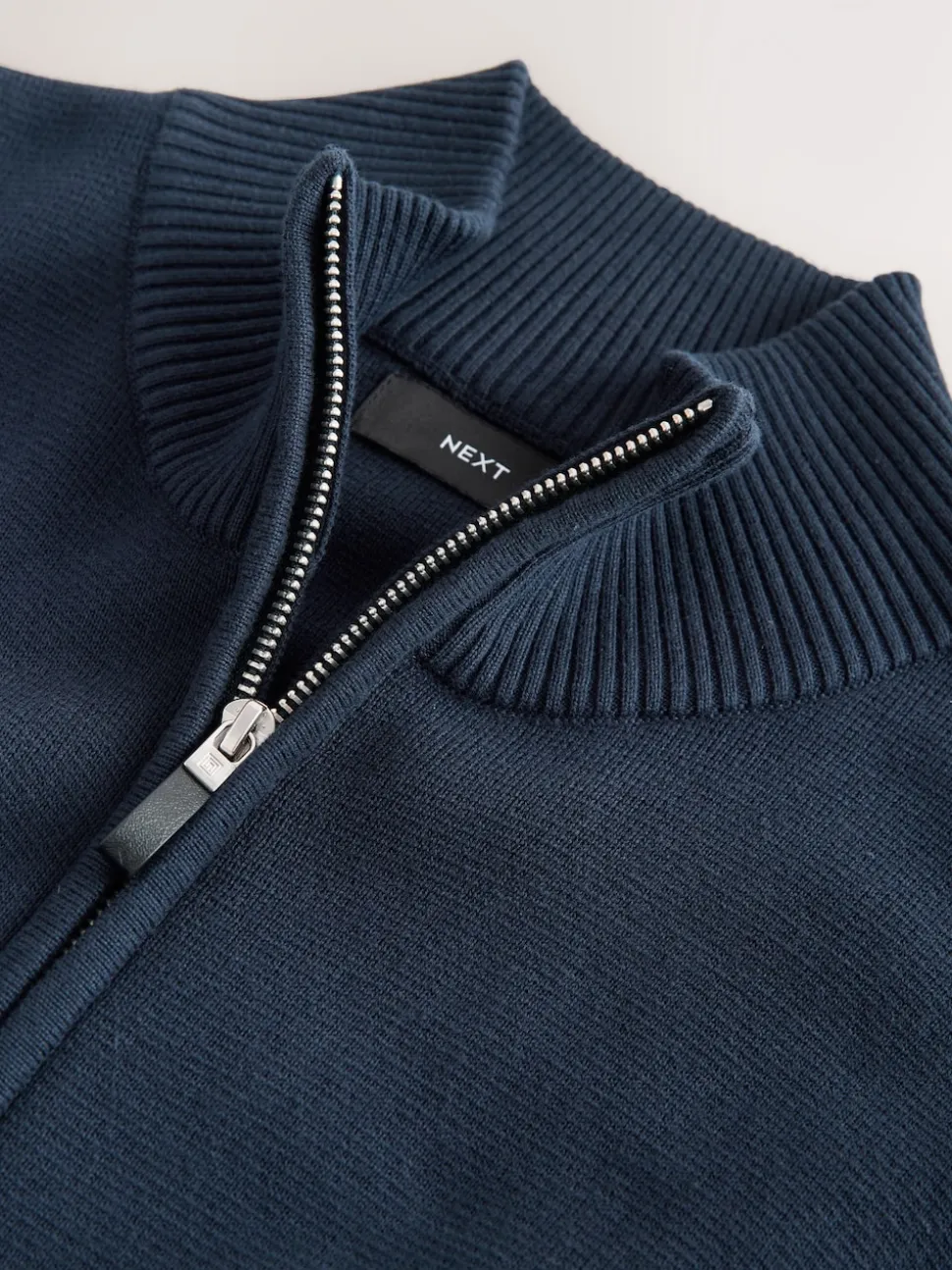 Navy Blue N.Premium Regular Fit 100% Cotton Premium Zip-Through Cardigan
