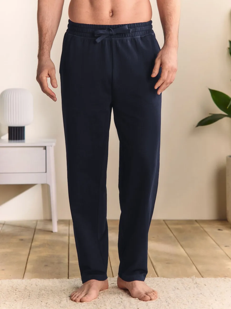 Navy Blue Open Loopback Soft Touch Cuffed Joggers