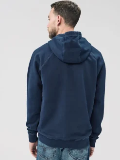 Navy Blue Overhead Hoodie Heavyweight Garment Washed