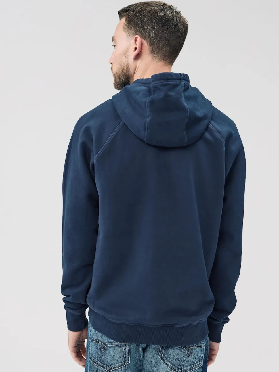 Navy Blue Overhead Hoodie Heavyweight Garment Washed