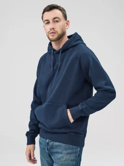 Navy Blue Overhead Hoodie Heavyweight Garment Washed