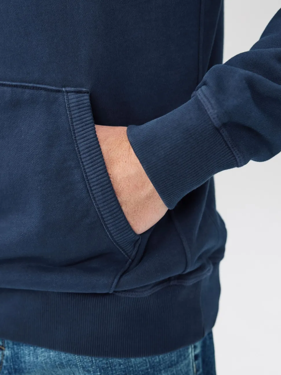 Navy Blue Overhead Hoodie Heavyweight Garment Washed