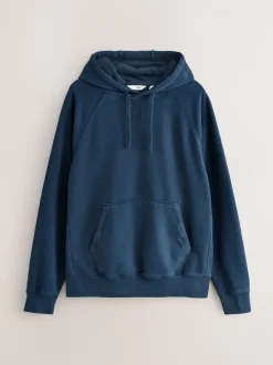 Navy Blue Overhead Hoodie Heavyweight Garment Washed