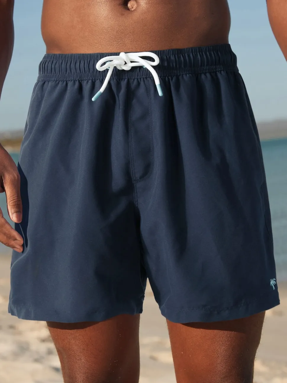 Navy Blue Palm Logo Essential Swim Shorts
