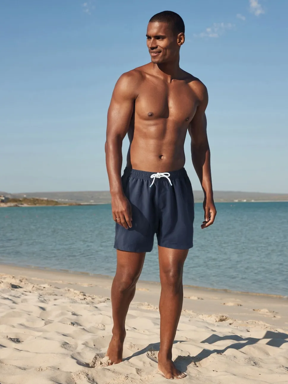 Navy Blue Palm Logo Essential Swim Shorts