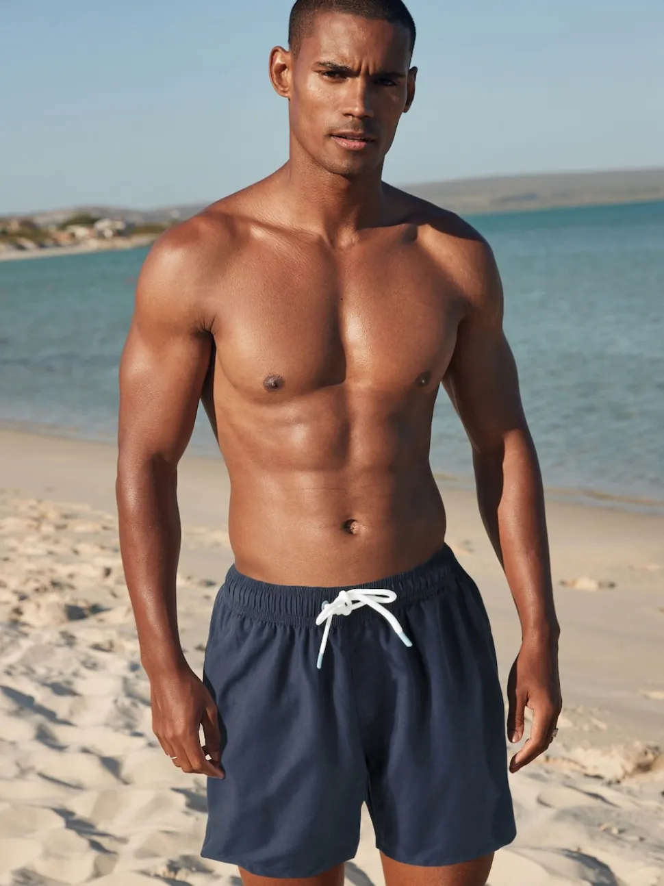 Navy Blue Palm Logo Essential Swim Shorts