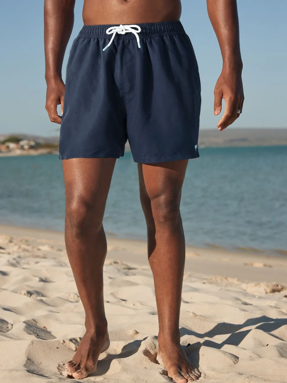 Navy Blue Palm Logo Essential Swim Shorts