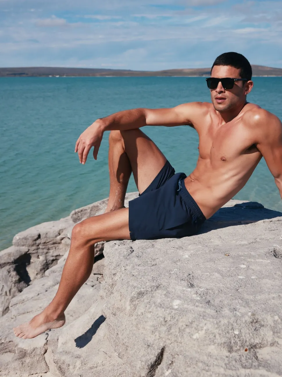 Navy Blue Plain Essential Swim Shorts