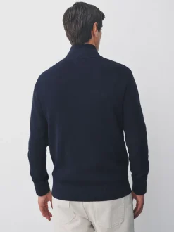 Navy Blue Plain N.Premium Regular Fit 100% Cotton Premium Quarter Zip Jumper