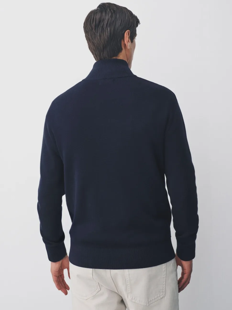 Navy Blue Plain N.Premium Regular Fit 100% Cotton Premium Quarter Zip Jumper