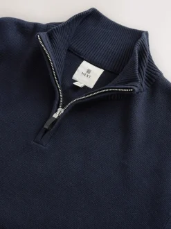 Navy Blue Plain N.Premium Regular Fit 100% Cotton Premium Quarter Zip Jumper