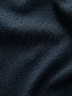 Navy Blue Plain Regular Fit Cotton Rich Crew Neck Jumper
