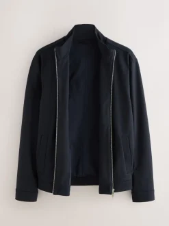 Navy Blue Premium Smart Funnel Neck Zip Through With Wool
