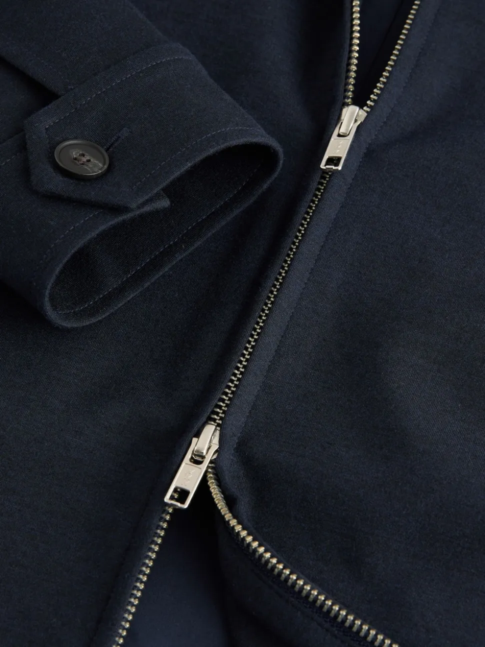 Navy Blue Premium Smart Funnel Neck Zip Through With Wool