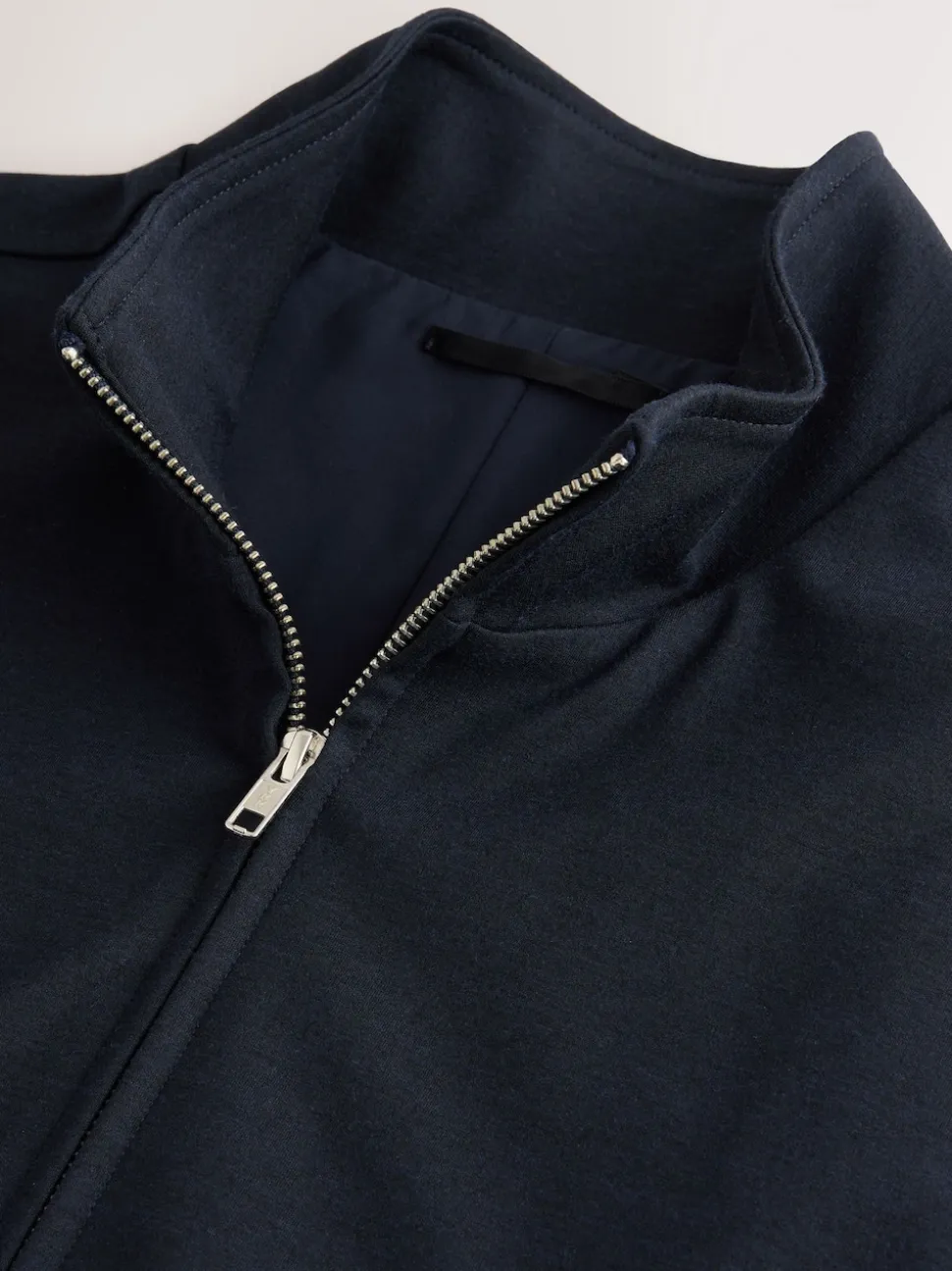 Navy Blue Premium Smart Funnel Neck Zip Through With Wool