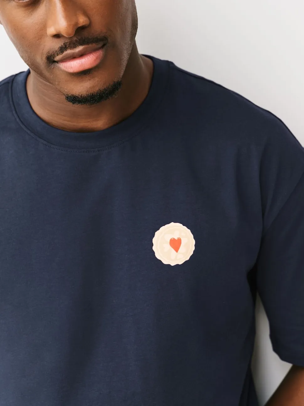 Navy Blue Printed Short Sleeve Heart Biscuit Jersey Pyjamas Set