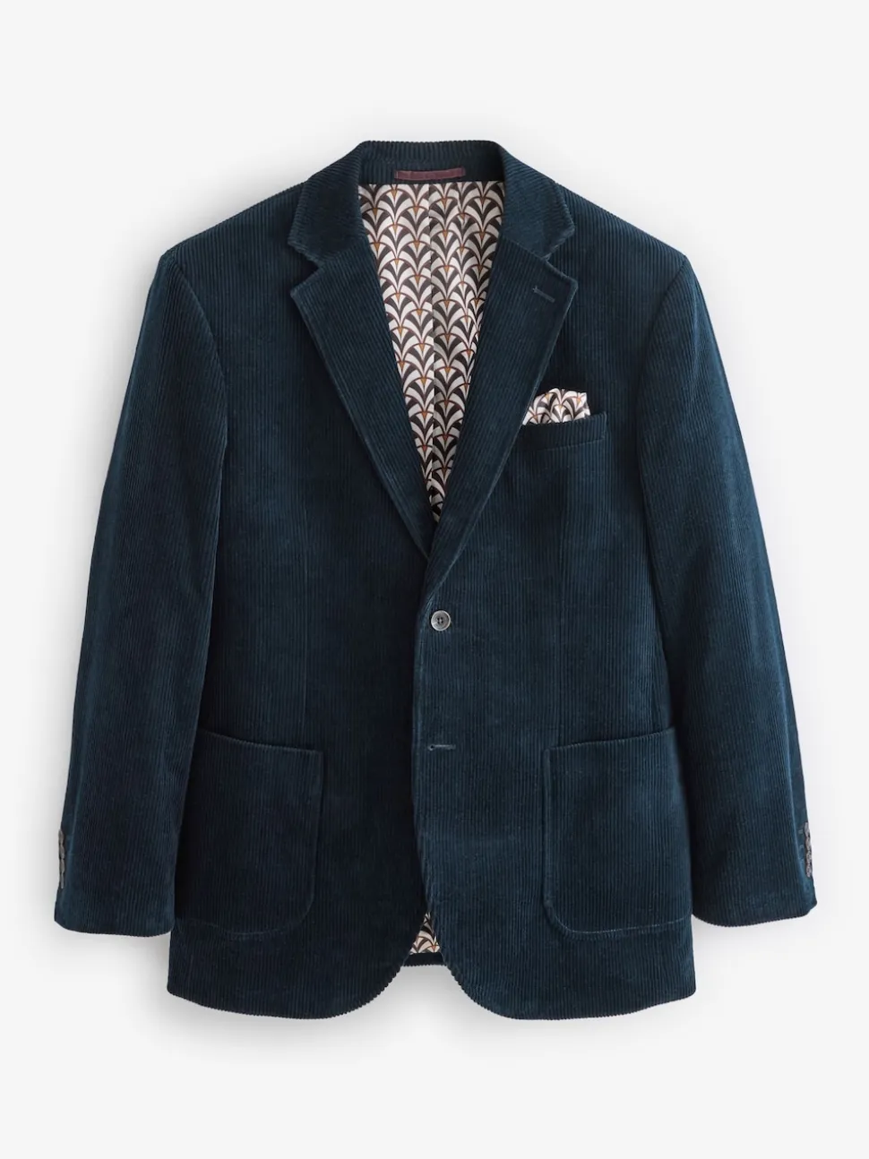 Navy Blue Regular Fit Cord Blazer