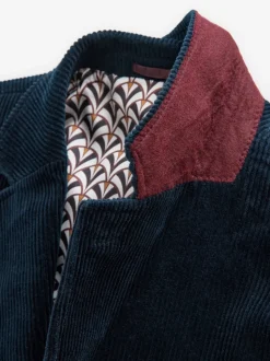 Navy Blue Regular Fit Cord Blazer