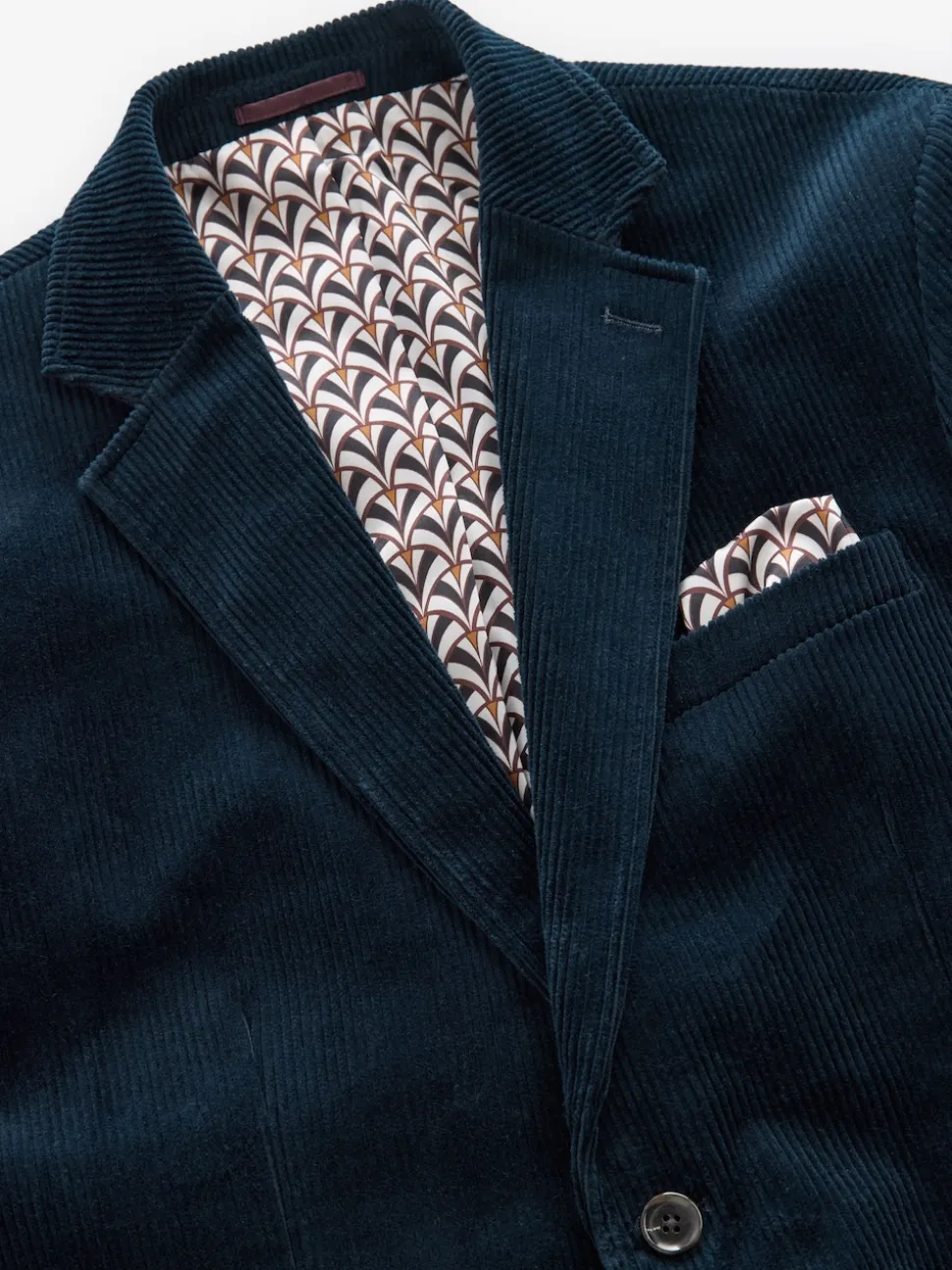 Navy Blue Regular Fit Cord Blazer