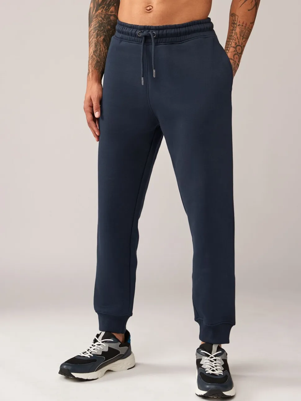 Navy Blue Regular Fit Cotton Rich Jersey Joggers