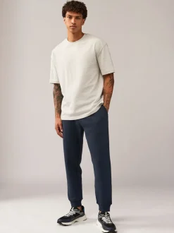 Navy Blue Regular Fit Cotton Rich Jersey Joggers