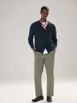 Navy Blue Regular Fit Cotton Rich Cardigan