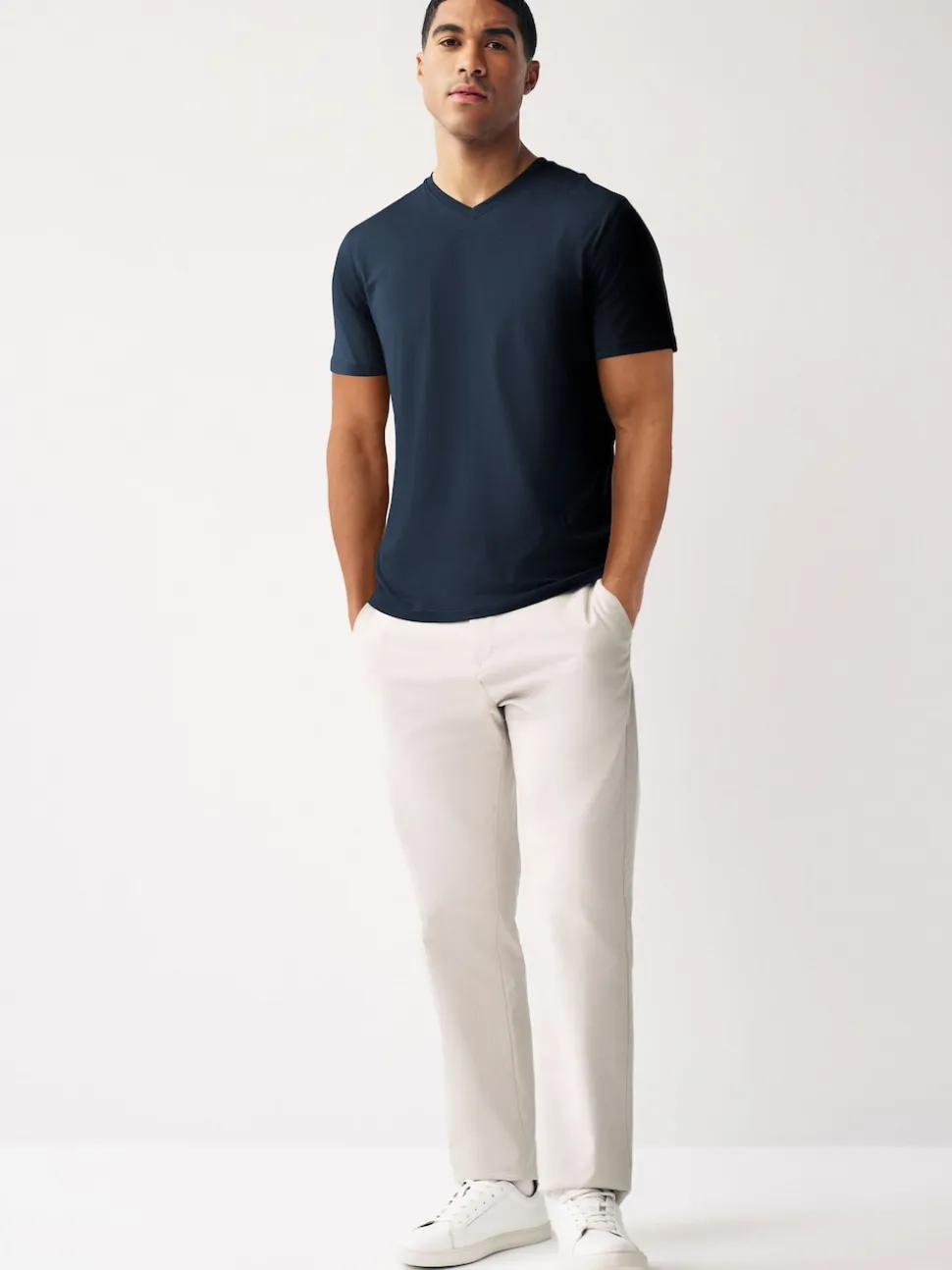 Navy Blue Regular Fit Essential V-Neck T-Shirt