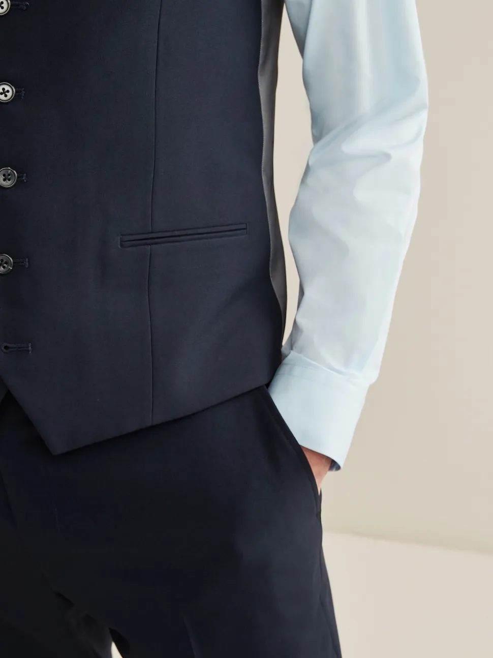 Navy Blue Regular Fit Essential Suit Waistcoat
