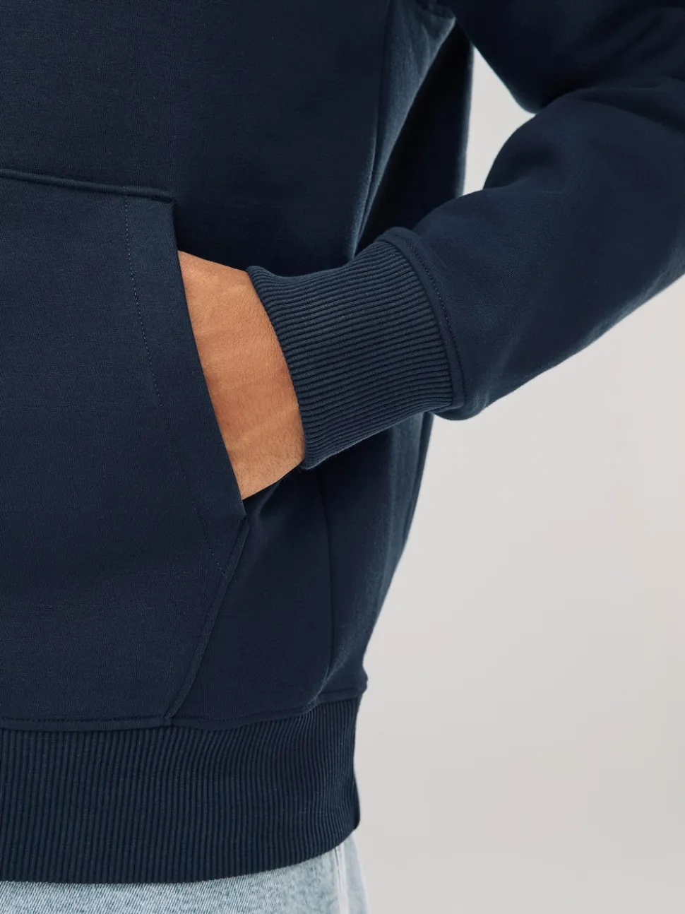 Navy Blue Regular Fit Heavyweight Cotton Rich Jersey Hoodie