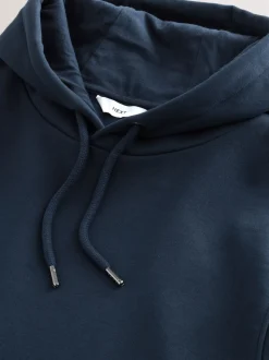 Navy Blue Regular Fit Heavyweight Cotton Rich Jersey Hoodie