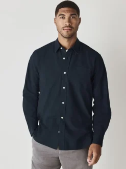 Navy Blue Regular Fit Long Sleeve Oxford Shirt