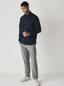 Navy Blue Regular Fit Long Sleeve Oxford Shirt