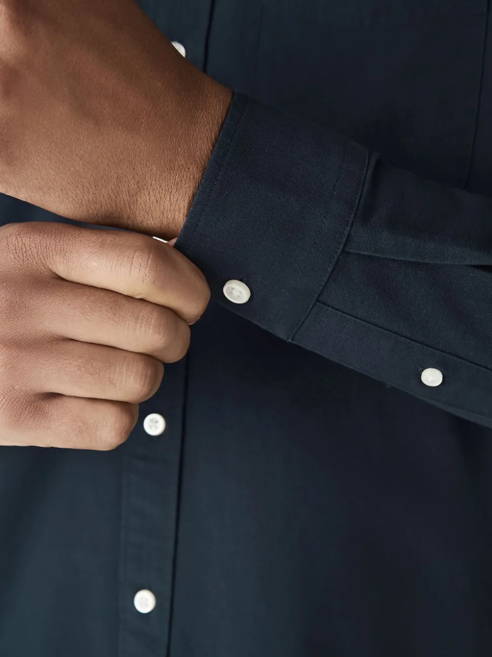 Navy Blue Regular Fit Long Sleeve Oxford Shirt