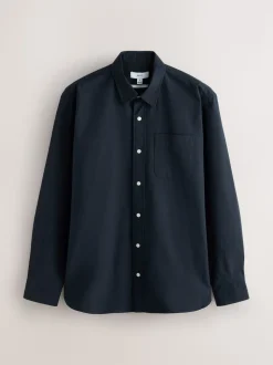 Navy Blue Regular Fit Long Sleeve Oxford Shirt