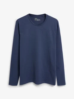 Navy Blue Regular Fit Long Sleeve Crew Neck T-Shirt