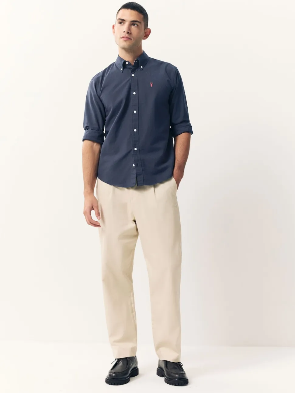 Navy Blue Regular Fit Long Sleeve Oxford Shirt