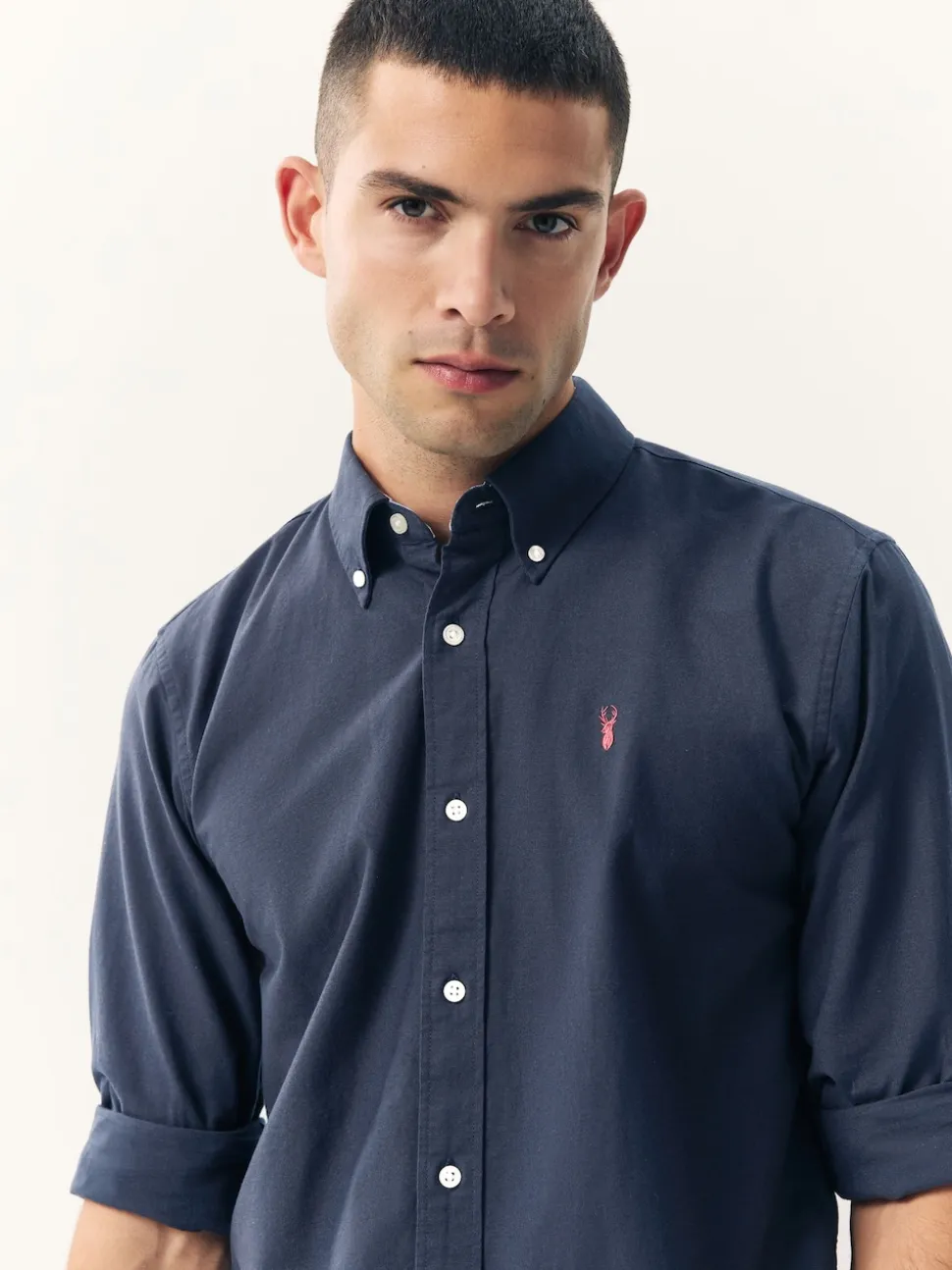 Navy Blue Regular Fit Long Sleeve Oxford Shirt