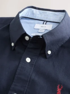 Navy Blue Regular Fit Long Sleeve Oxford Shirt
