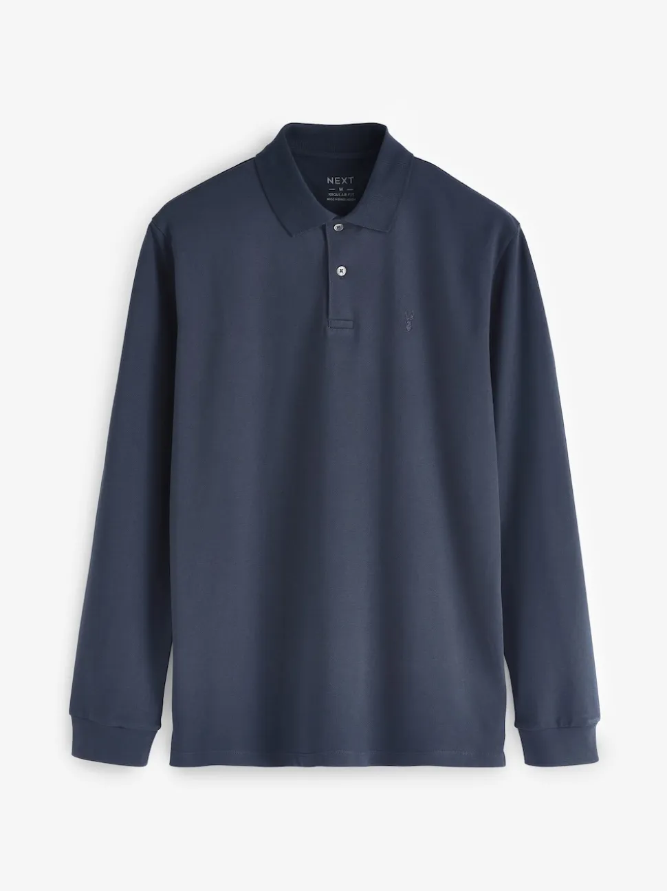 Navy Blue Regular Fit Long Sleeve Pique Polo Shirt