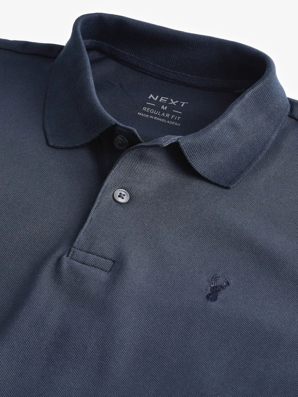 Navy Blue Regular Fit Long Sleeve Pique Polo Shirt