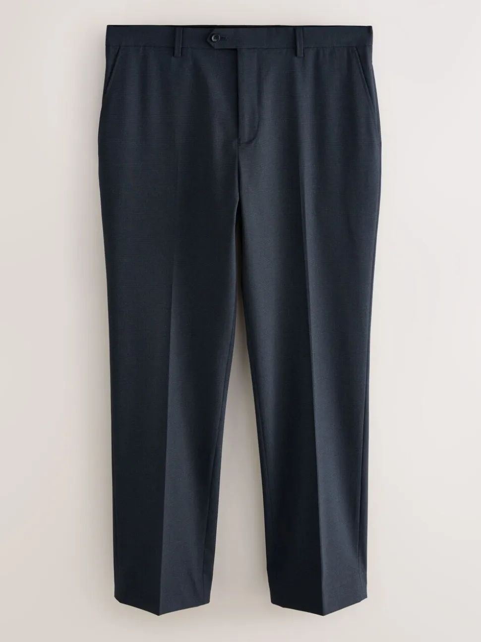 Navy Blue Regular Fit Motionflex Puppytooth Texture Suit Trousers
