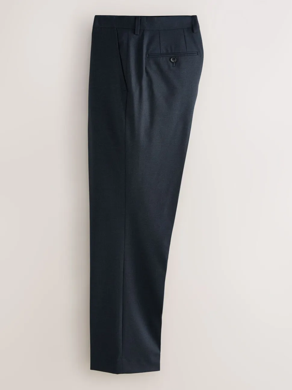 Navy Blue Regular Fit Motionflex Puppytooth Texture Suit Trousers
