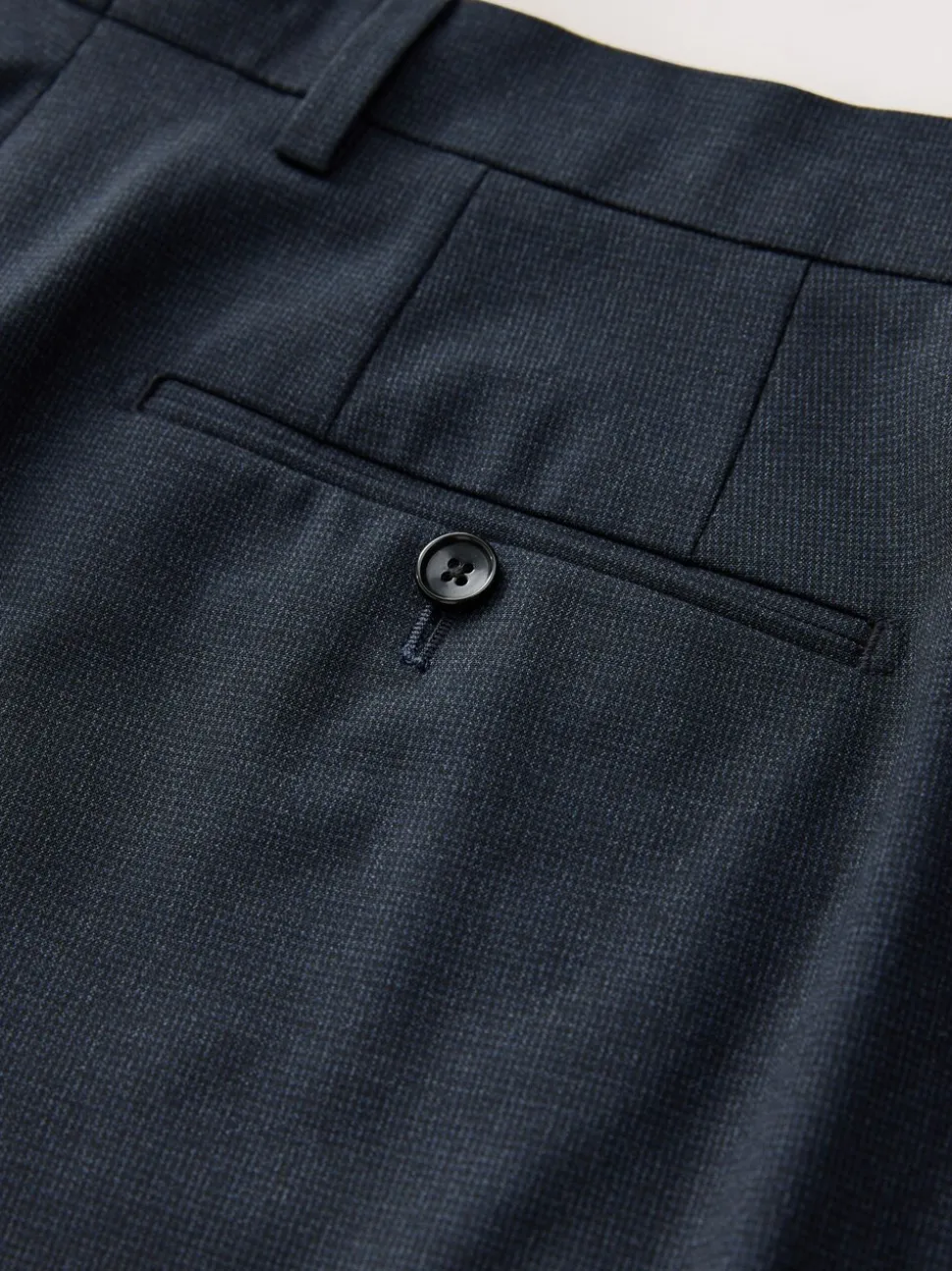 Navy Blue Regular Fit Motionflex Puppytooth Texture Suit Trousers