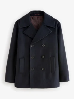Navy Blue Regular Fit N.Premium Soft Touch Peacoat with Wool