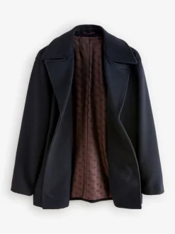 Navy Blue Regular Fit N.Premium Soft Touch Peacoat with Wool