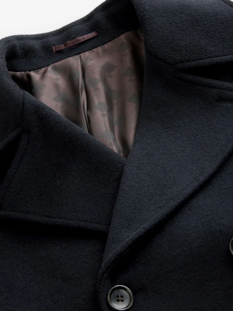 Navy Blue Regular Fit N.Premium Soft Touch Peacoat with Wool
