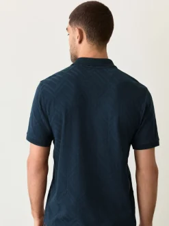 Navy Blue Regular Fit N.Premium Smart Jaquard Polo Shirt