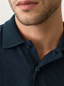 Navy Blue Regular Fit N.Premium Smart Jaquard Polo Shirt